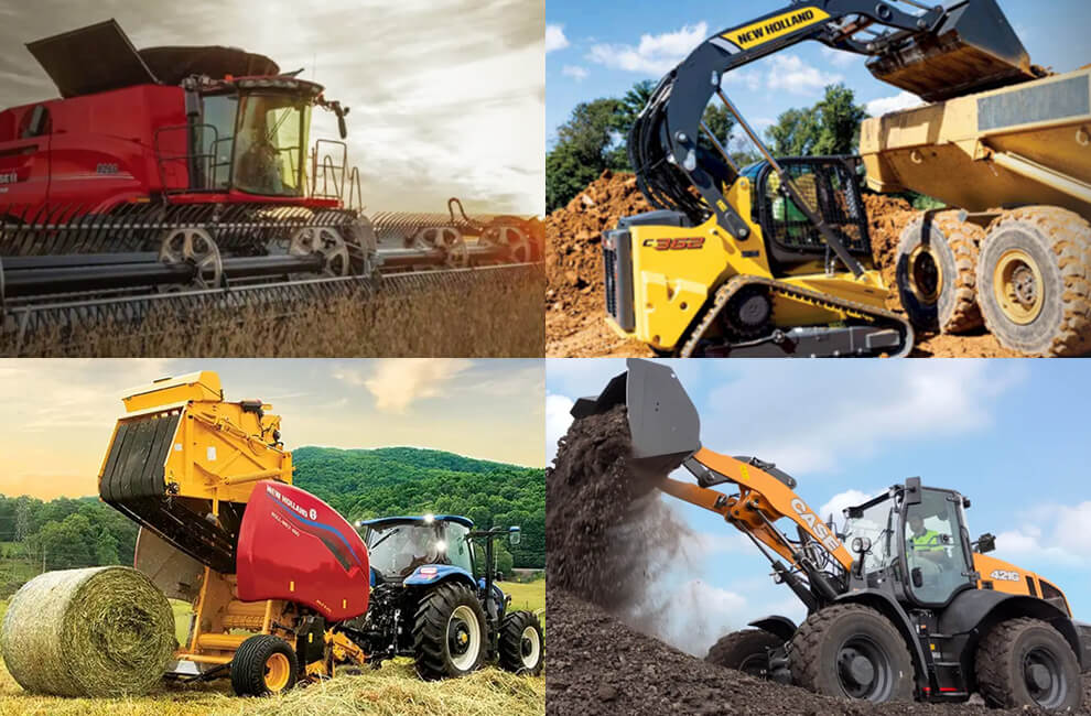 CASE IH Combine, New Holland C352 Track Skid Steer Loader, New Holland Tractor with Baler, CASE Construction Wheel Loader